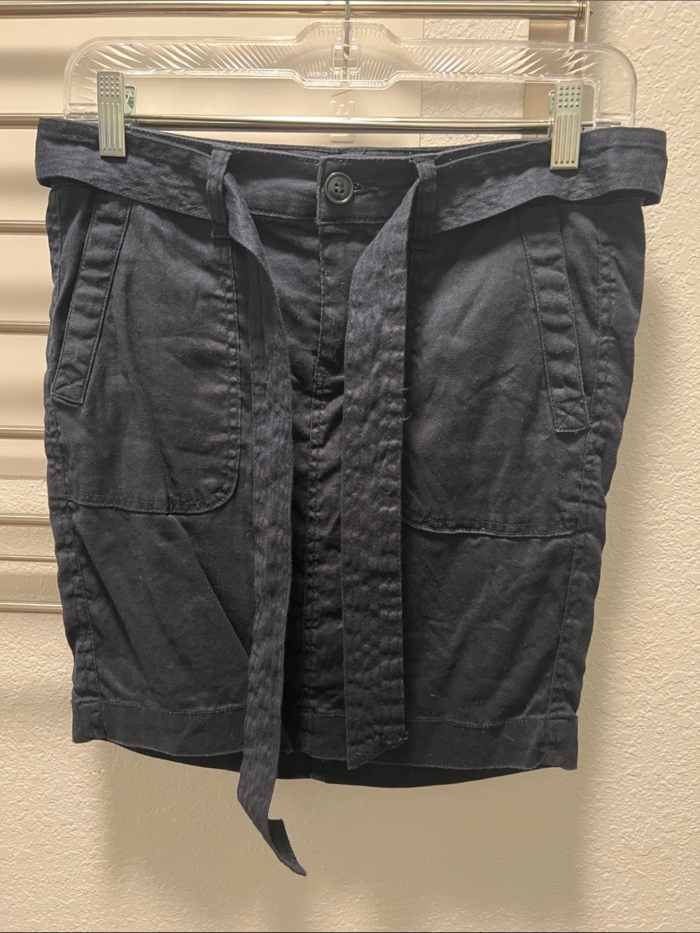 Liverpool Navy Belted Utility Skirt